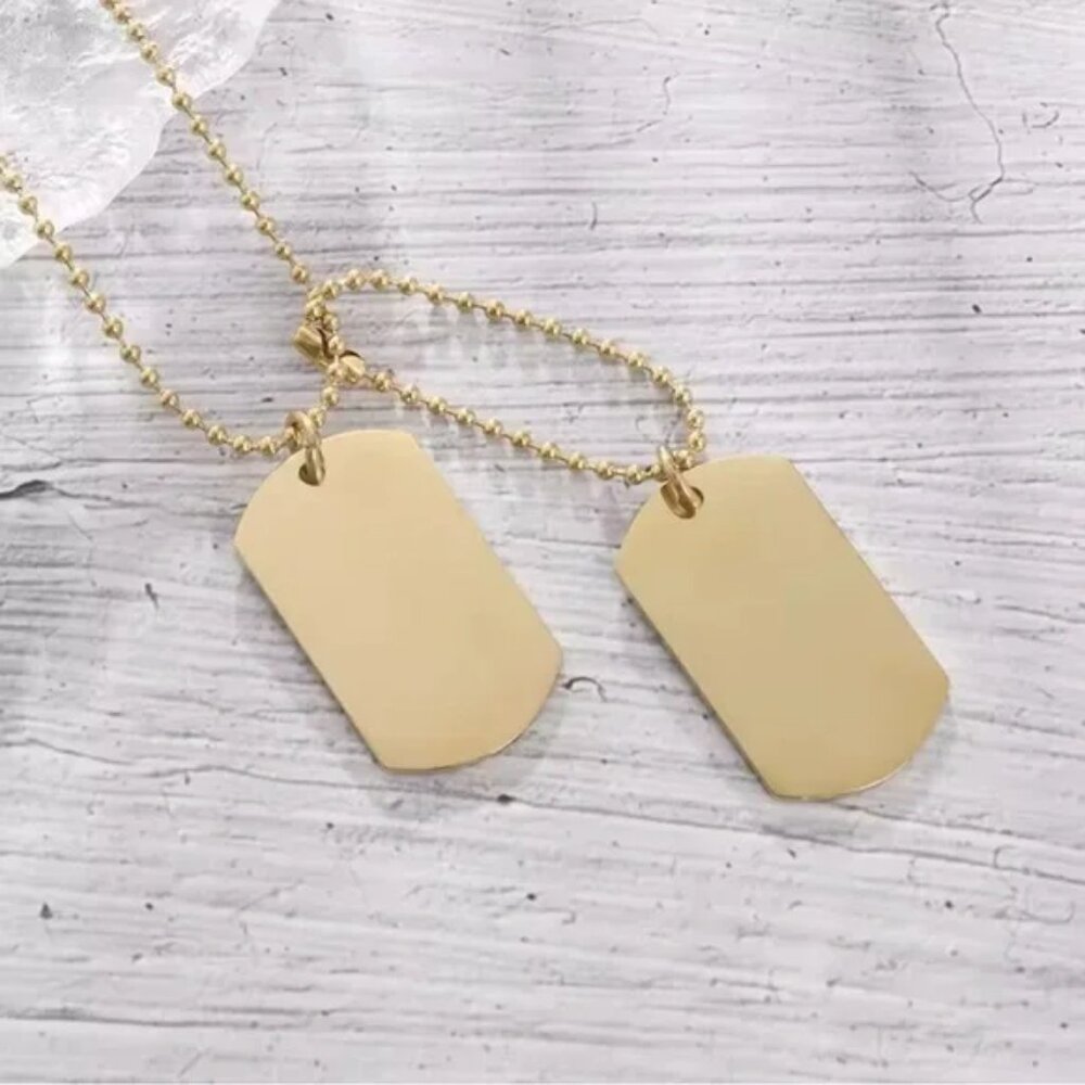 Double dog tag unisex necklace